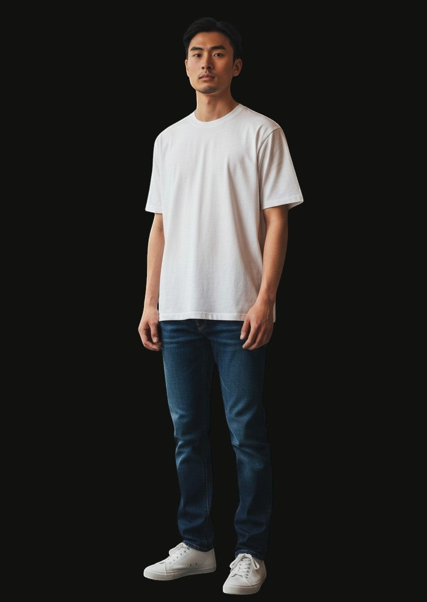workclo. Schweres weißes Oversize T-Shirt aus 100% Baumwolle, Unisex-Schnitt mit dropped shoulders.